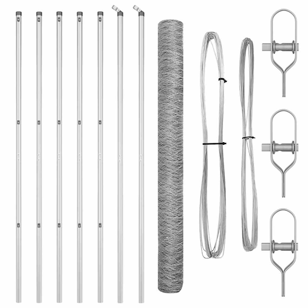 Zaunpfosten Silber 10 x 1,6 m (36 mm Maschenweite) Stahl