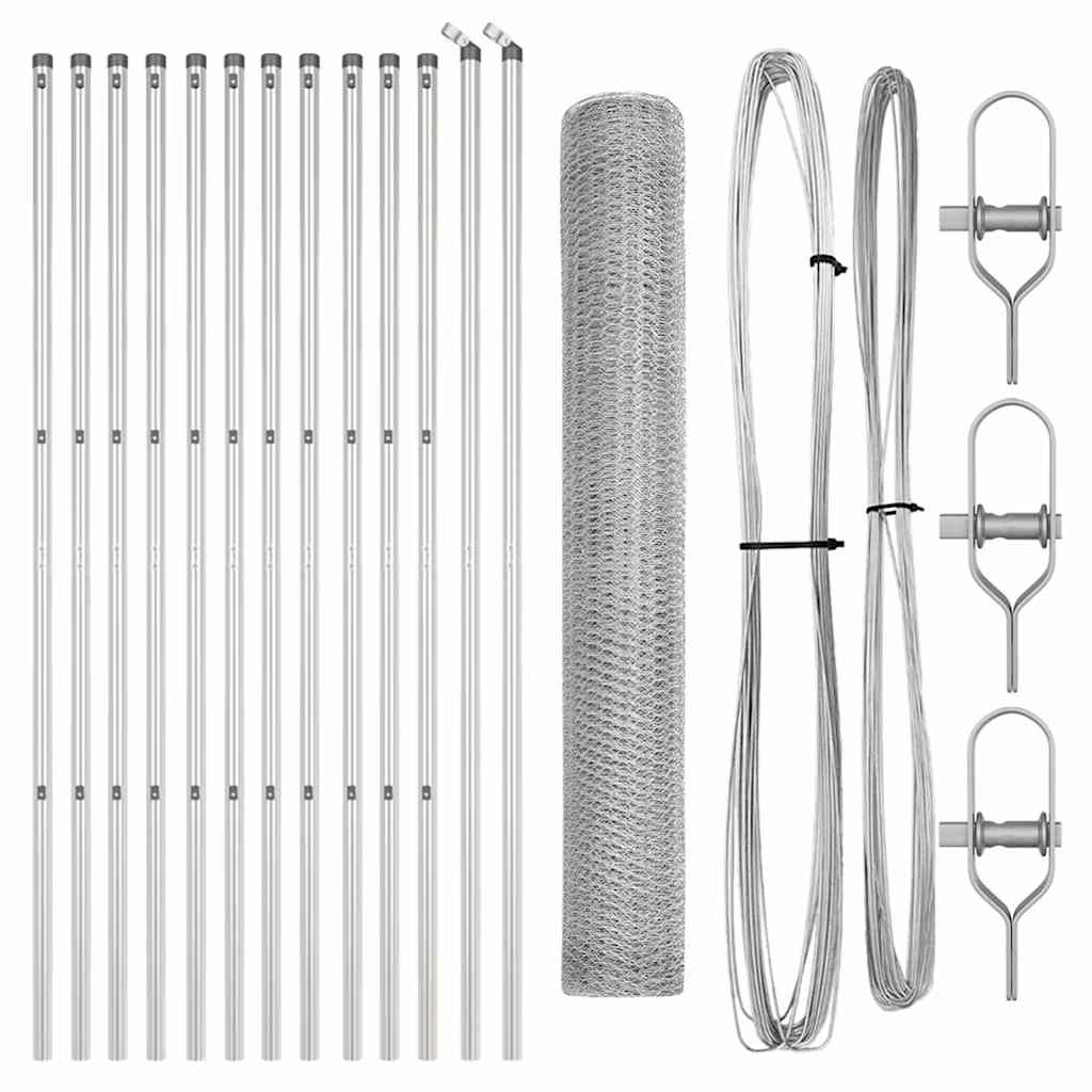 Zaunpfosten Silber 25 x 1 m (13 mm Gewebe) Stahl