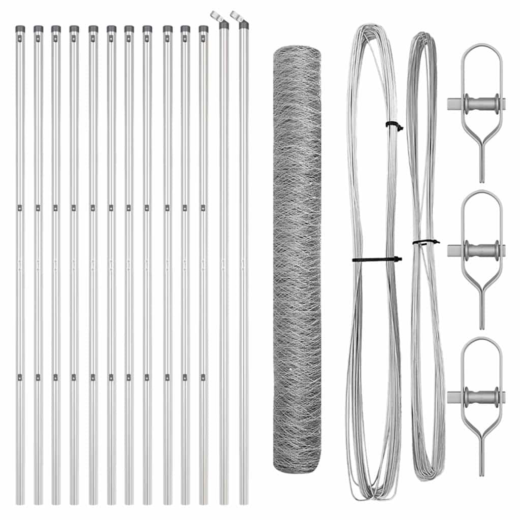 Zaunpfosten Silber 25 x 1,2 m (36 mm Netz) Stahl
