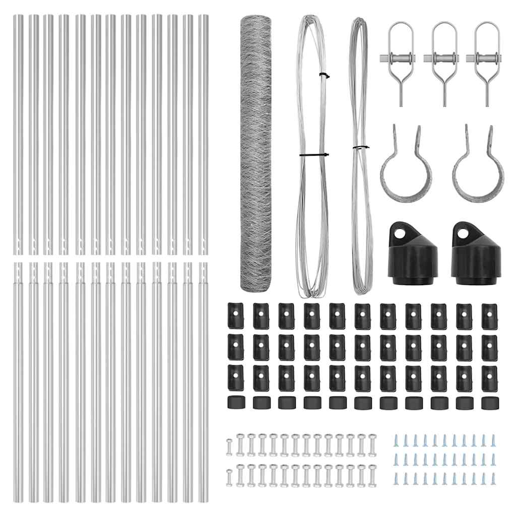 Zaunpfosten Silber 25 x 1,2 m (36 mm Netz) Stahl