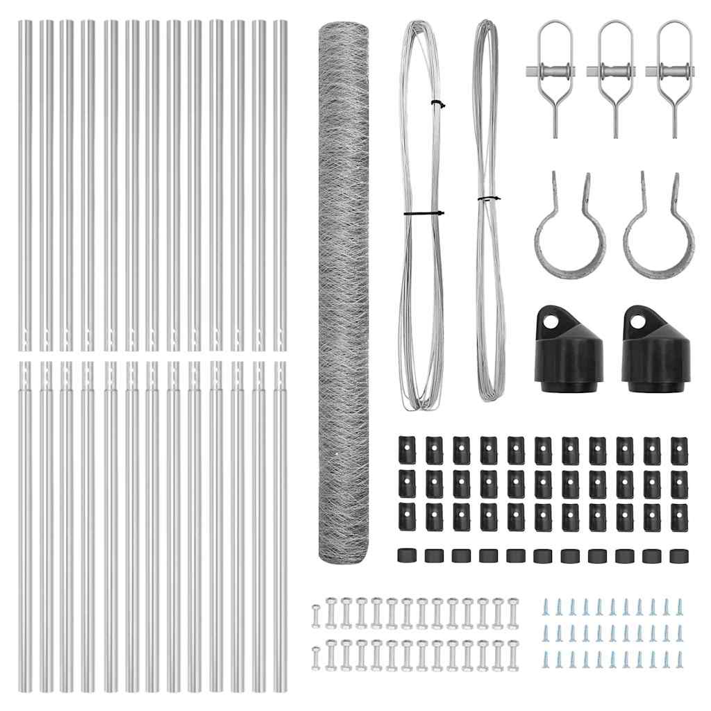 Zaunpfosten Silber 25 x 1,5 m (36 mm Maschen) Stahl