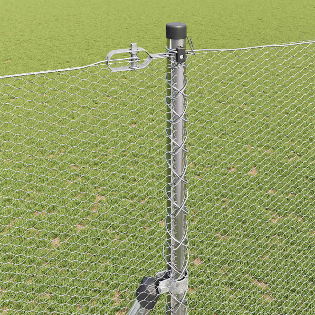 Zaunpfosten Silber 25 x 1,6 m (13 mm Maschenweite) Stahl