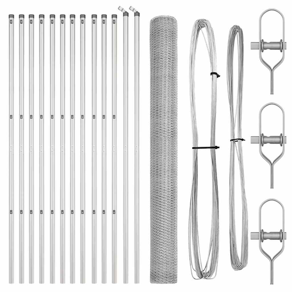 Zaunpfosten Silber 25 x 1,6 m (13 mm Maschenweite) Stahl