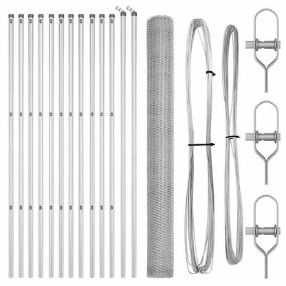Zaunpfosten Silber 25 x 1,6 m (13 mm Maschenweite) Stahl