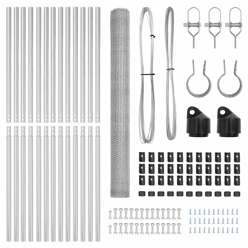 Zaunpfosten Silber 25 x 1,6 m (13 mm Maschenweite) Stahl