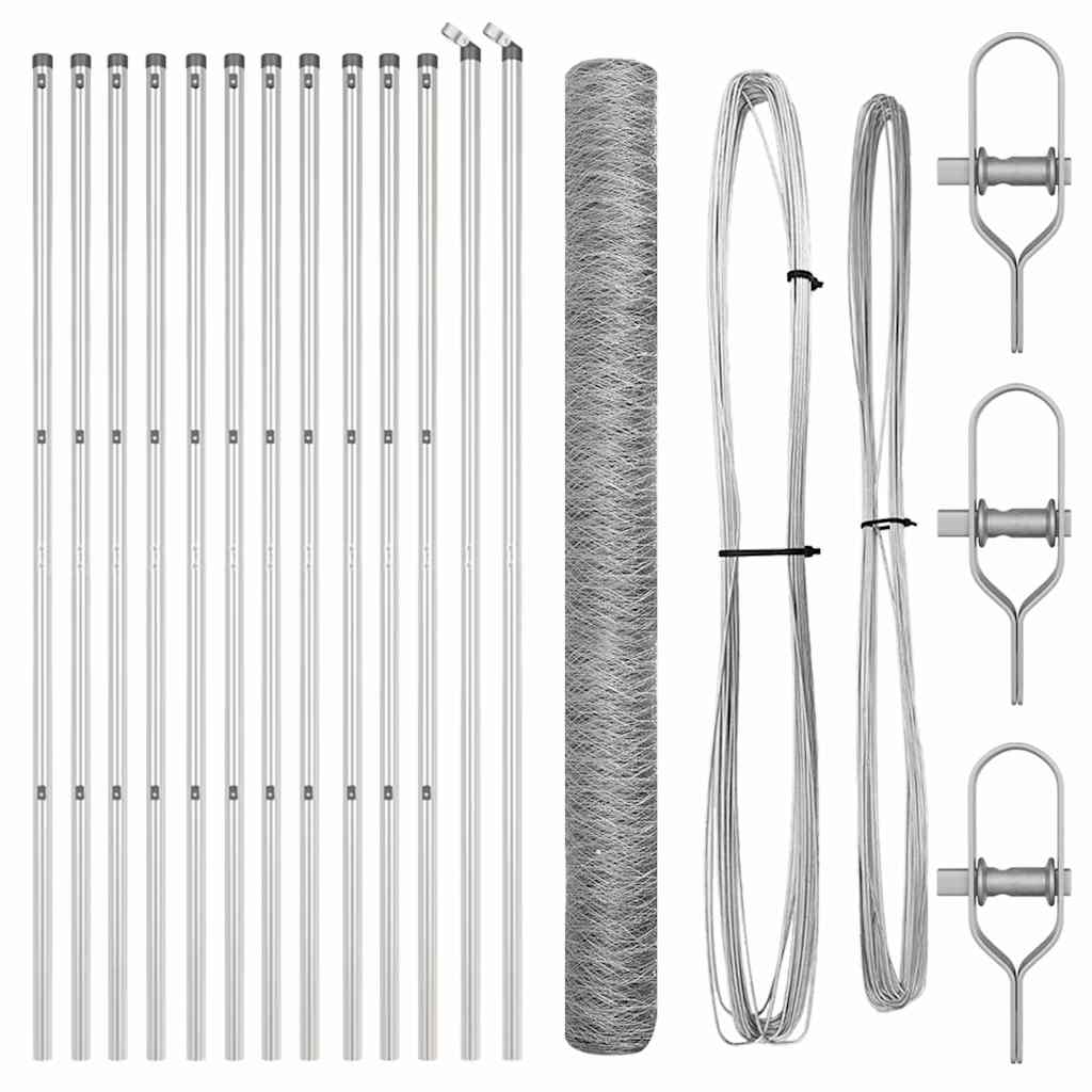 Zaunpfosten Silber 25 x 1,6 m (36 mm Mesh) Stahl