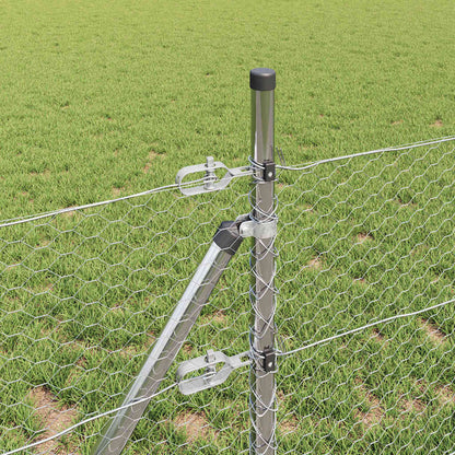 Zaunpfosten Silber 50 x 0,8 m (25 mm Netz) Stahl