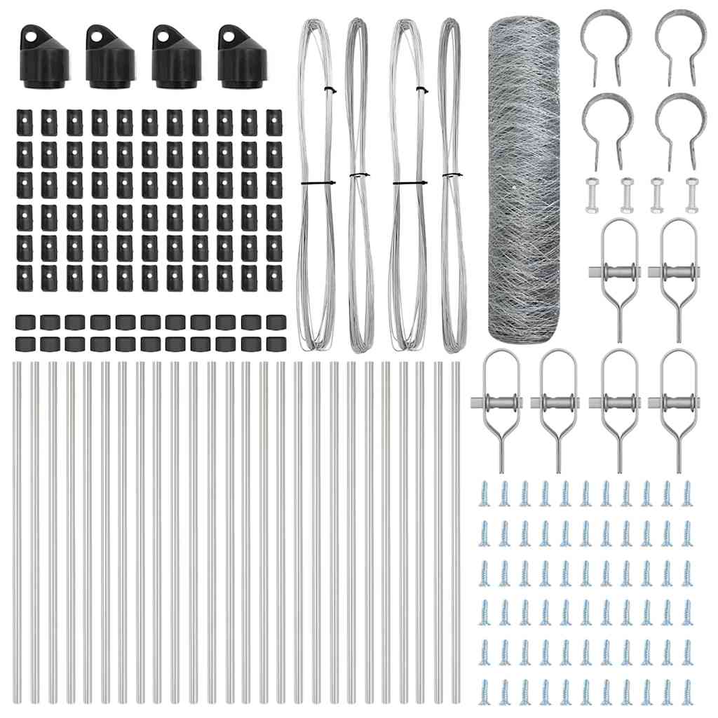 Zaunpfosten Silber 50 x 0,8 m (36 mm Maschen) Stahl