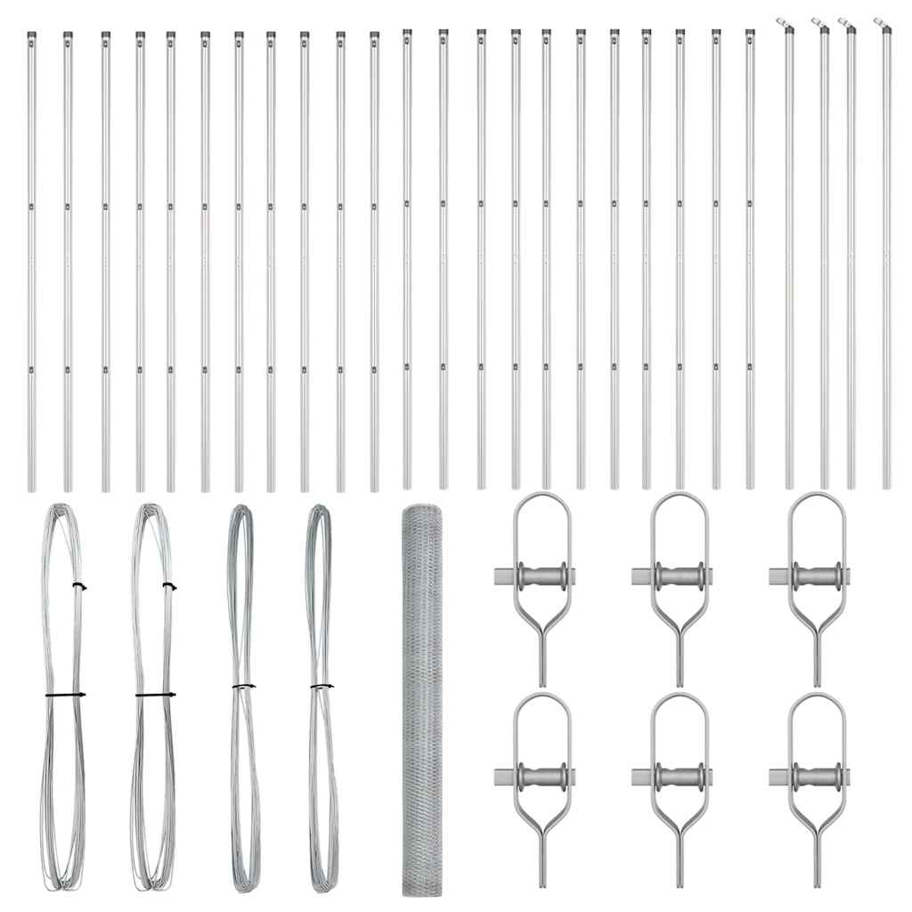 Zaunpfosten Silber 50 x 1,5 m (25 mm Maschenweite) Stahl