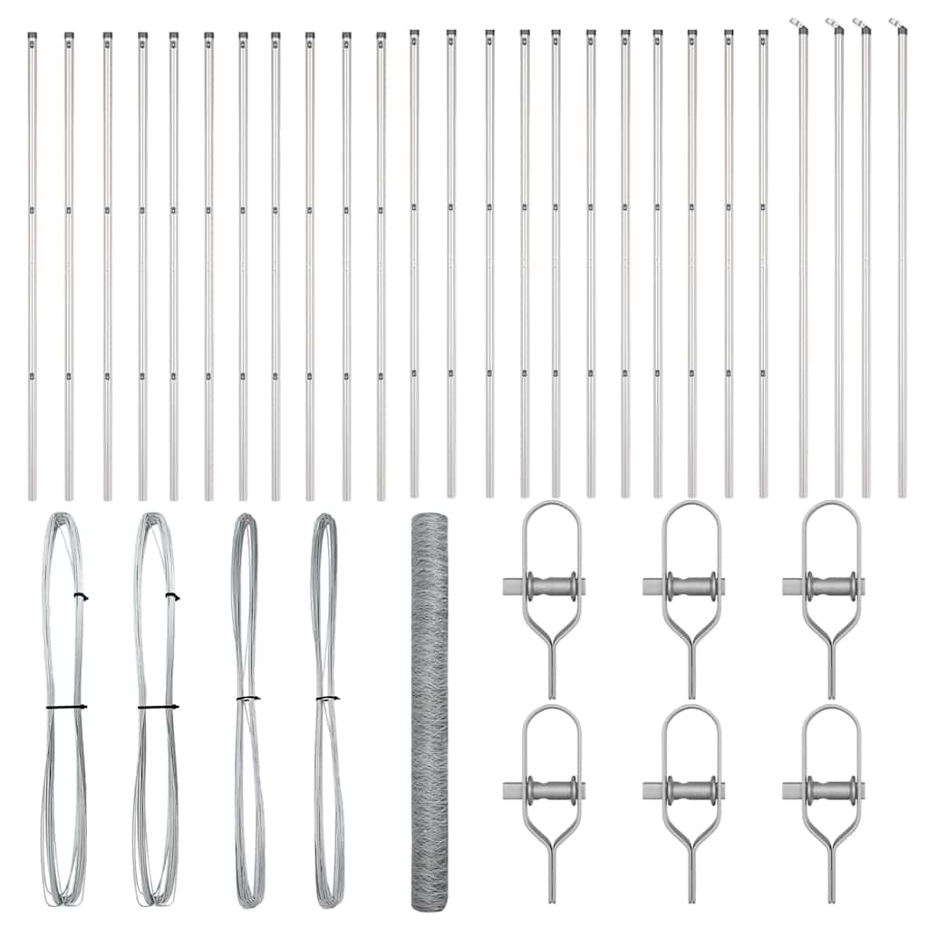 Zaunpfosten Silber 50 x 1,6 m (50 mm Maschenweite) Stahl