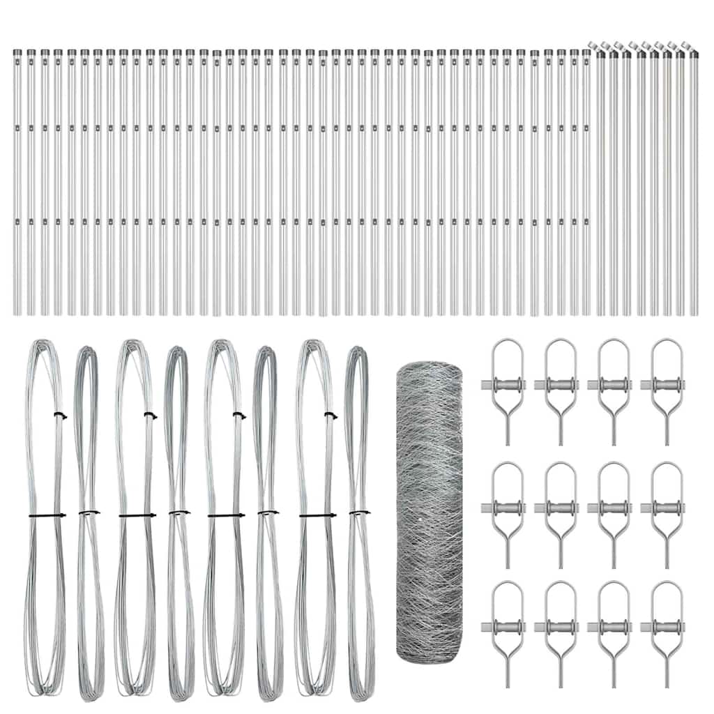 Zaunpfosten Silber 100 x 0,4 m (50 mm Netz) Stahl