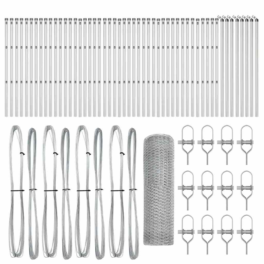 Zaunpfosten Silber 100 x 0,8 m (25 mm Gitter) Stahl