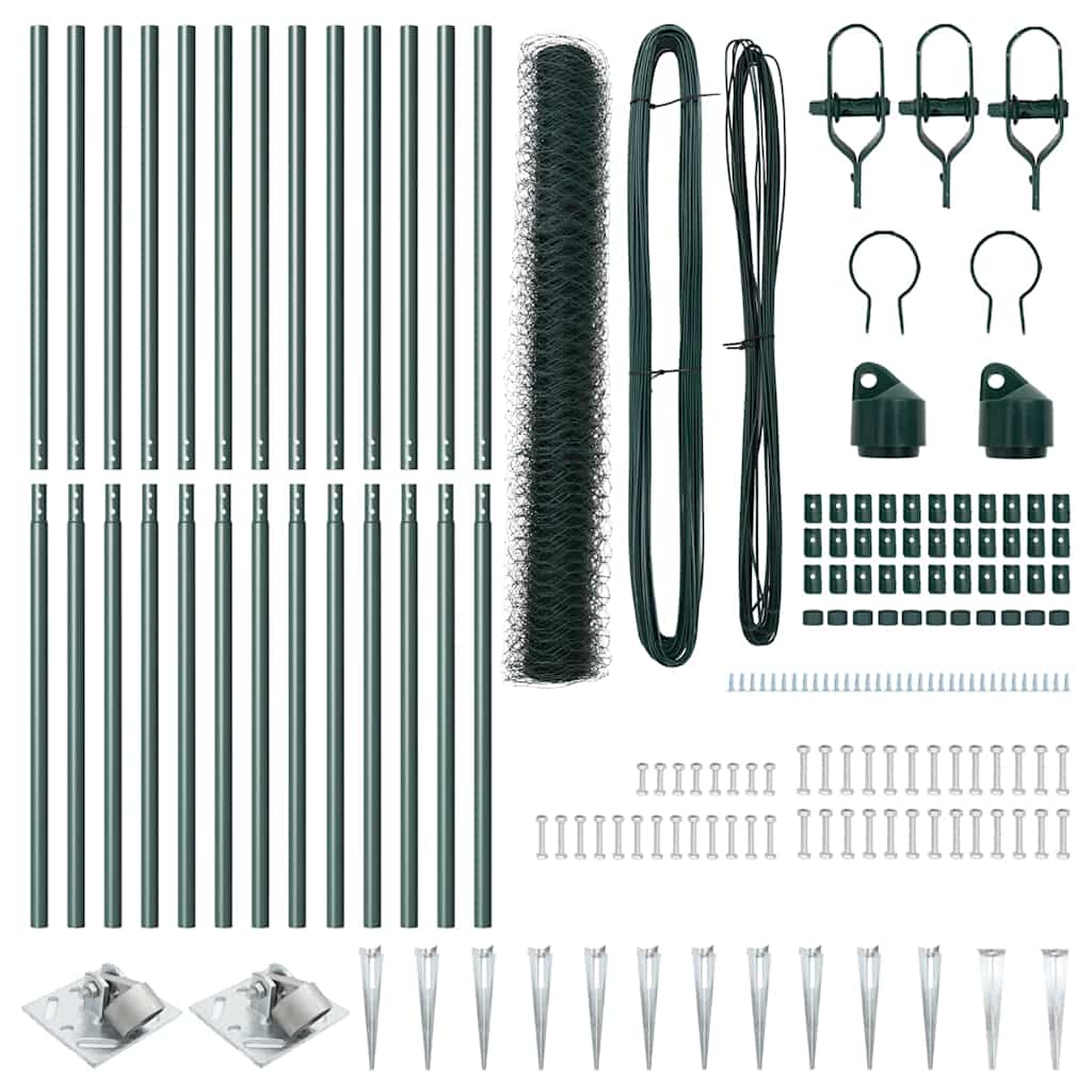 Zaunpfosten Grün 25 x 1,2 m (50 mm Maschen) Stahl