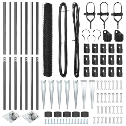 Zaunpfosten Grau 10 x 1,2 m (36 mm Netz) Stahl und PVC