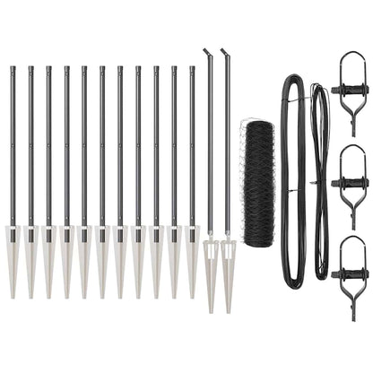 Zaunpfosten Grau 25 x 0,4 m (36 mm Maschen) Stahl und PVC