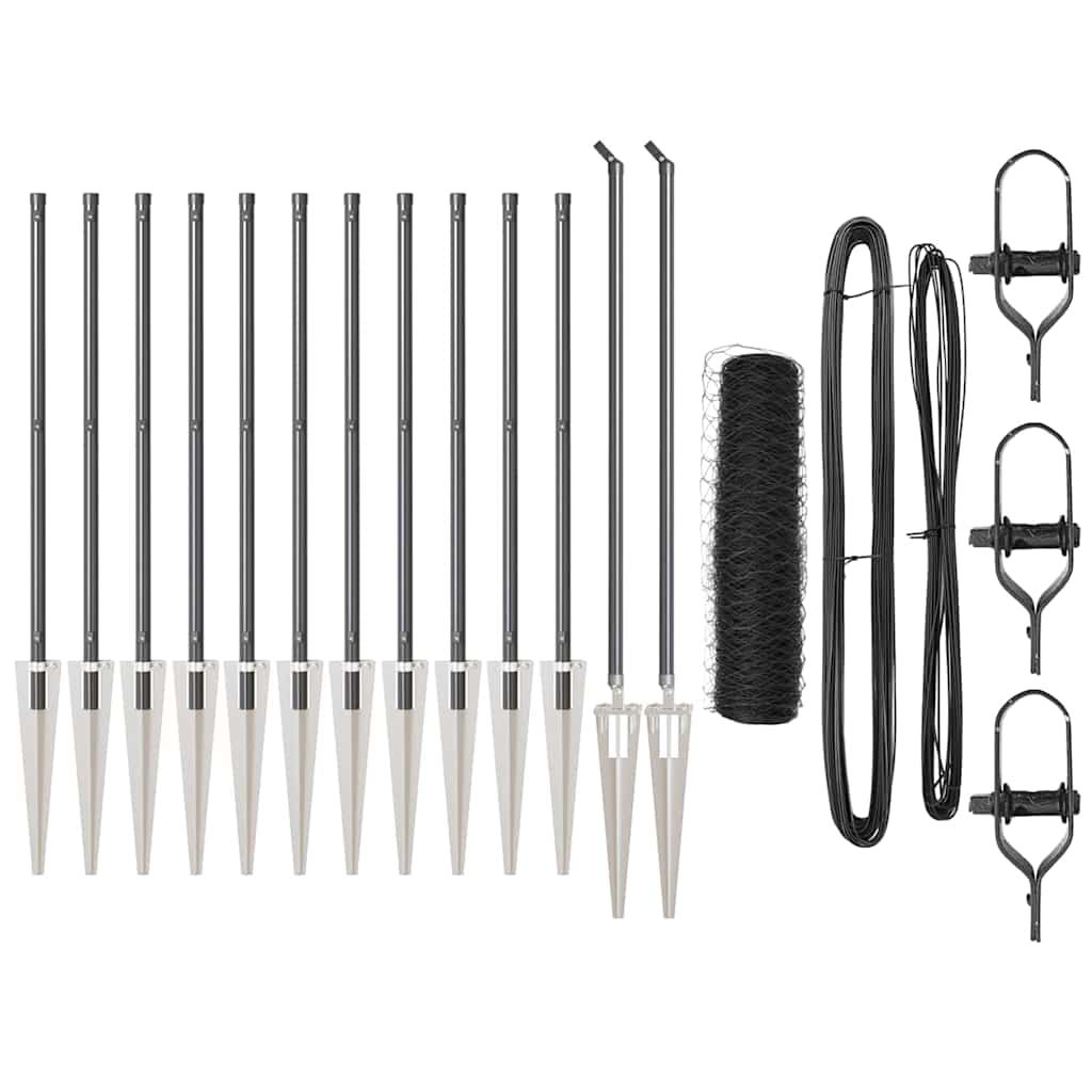 Zaunpfosten Grau 25 x 0,5 m (36 mm Netz) Stahl