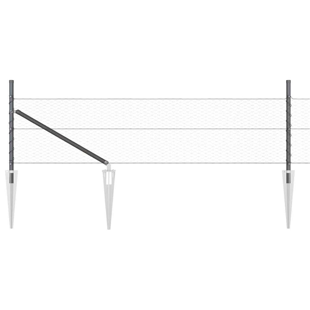 Zaunpfosten Grau 25 x 0,8 m (25 mm Mesh) Stahl und PVC