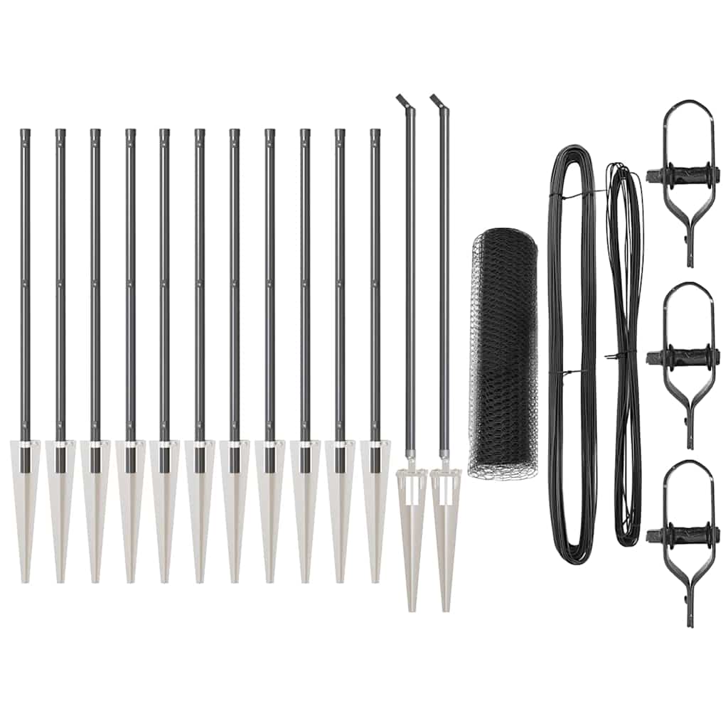 Zaunpfosten Grau 25 x 0,8 m (25 mm Mesh) Stahl und PVC