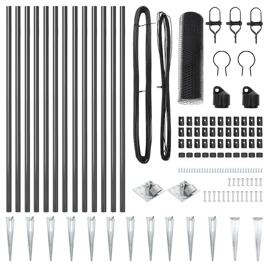 Zaunpfosten Grau 25 x 0,8 m (25 mm Mesh) Stahl und PVC