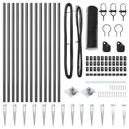 Zaunpfosten Grau 25 x 0,8 m (25 mm Mesh) Stahl und PVC