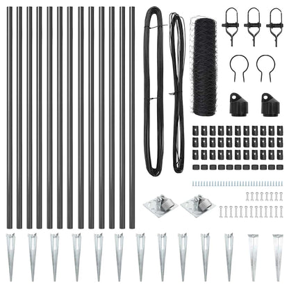 Zaunpfosten Grau 25 x 0,8 m (50 mm Mesh) Stahl und PVC