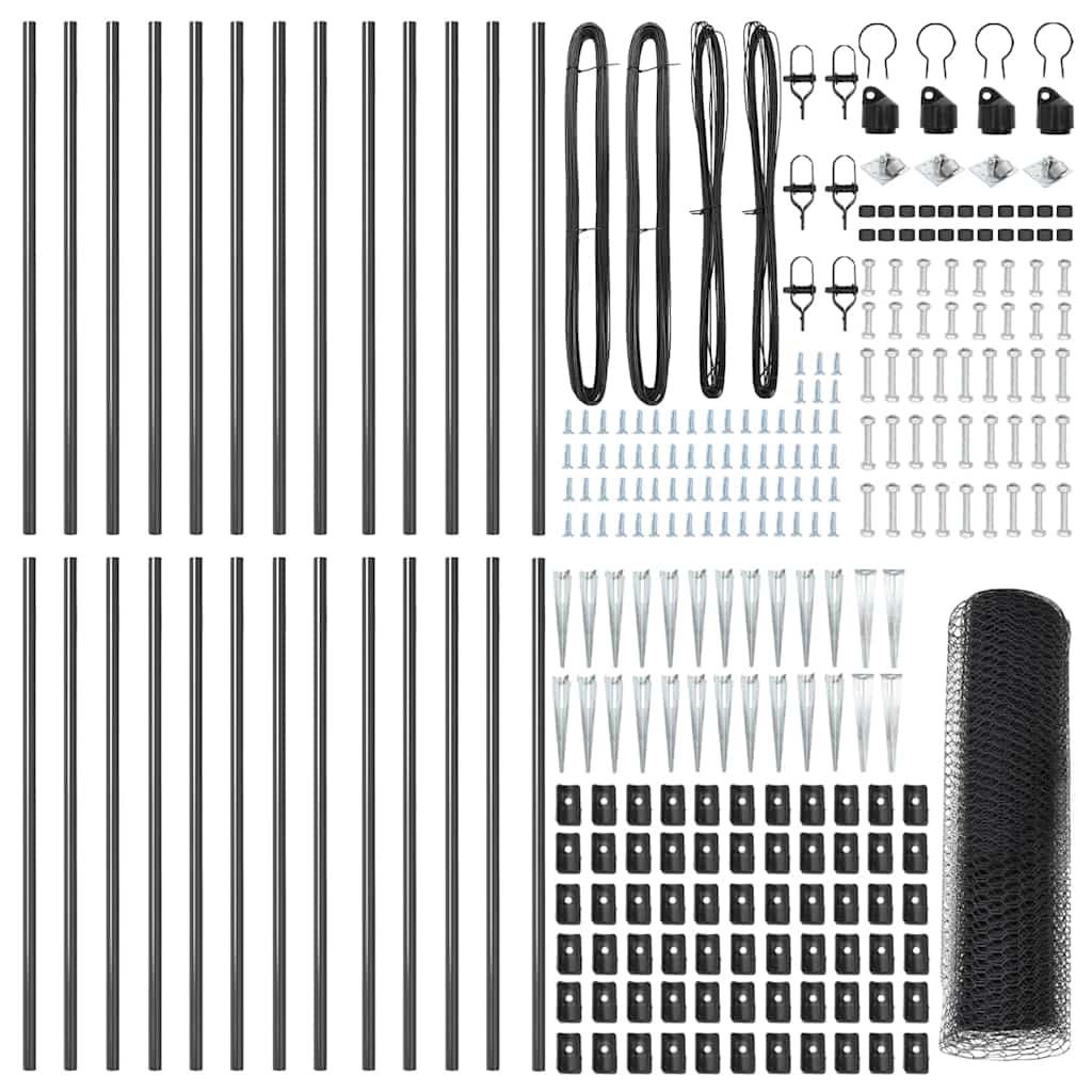 Zaunpfosten Grau 50 x 1 m (13 mm Maschendraht) Stahl und PVC