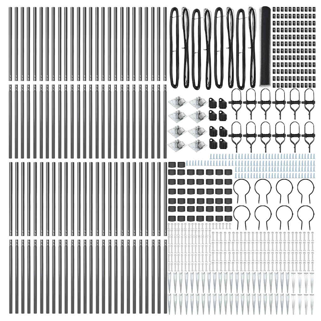 Zaunpfosten Grau 100 x 1,2 m (25 mm Netz) Stahl und PVC