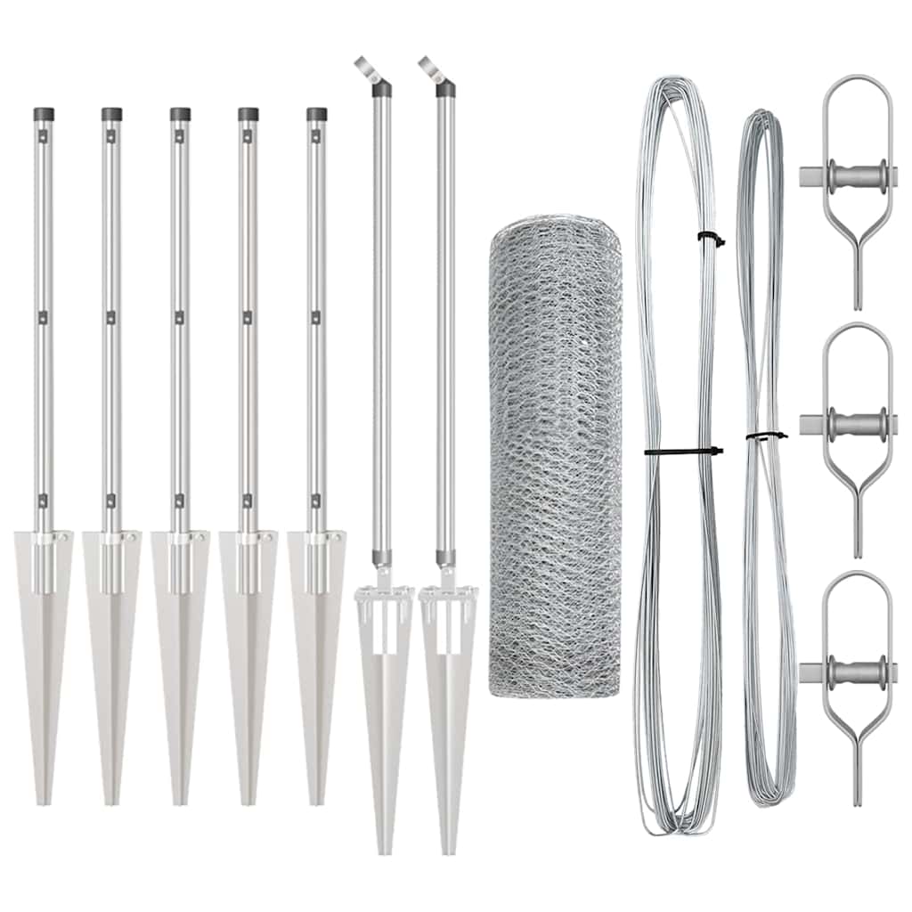 Zaunpfosten Silber 10 x 0,8 m (13 mm Maschen) Stahl