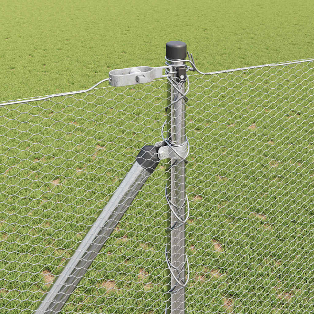 Zaunpfosten Silber 10 x 1,2 m (13 mm Maschen) Stahl