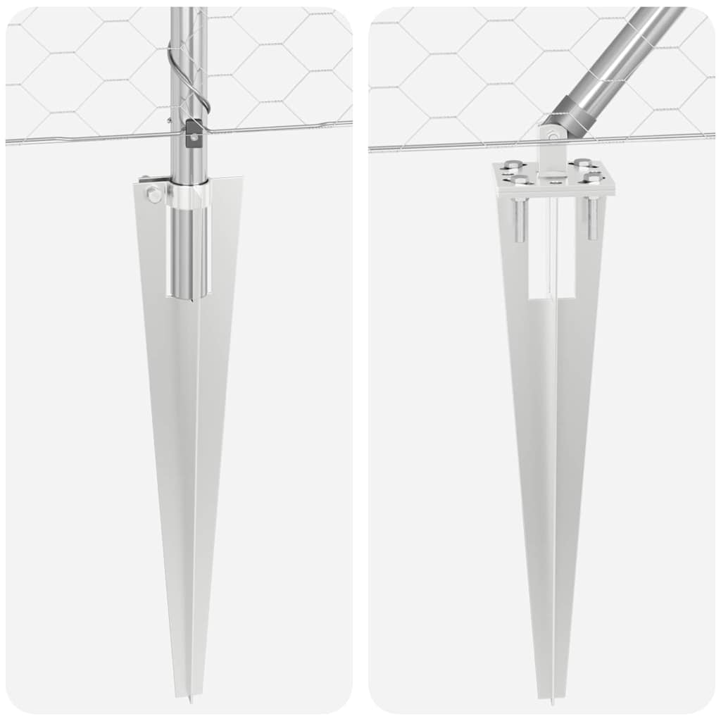 Zaunpfosten Silber 10 x 1,2 m (50 mm Maschen) Stahl