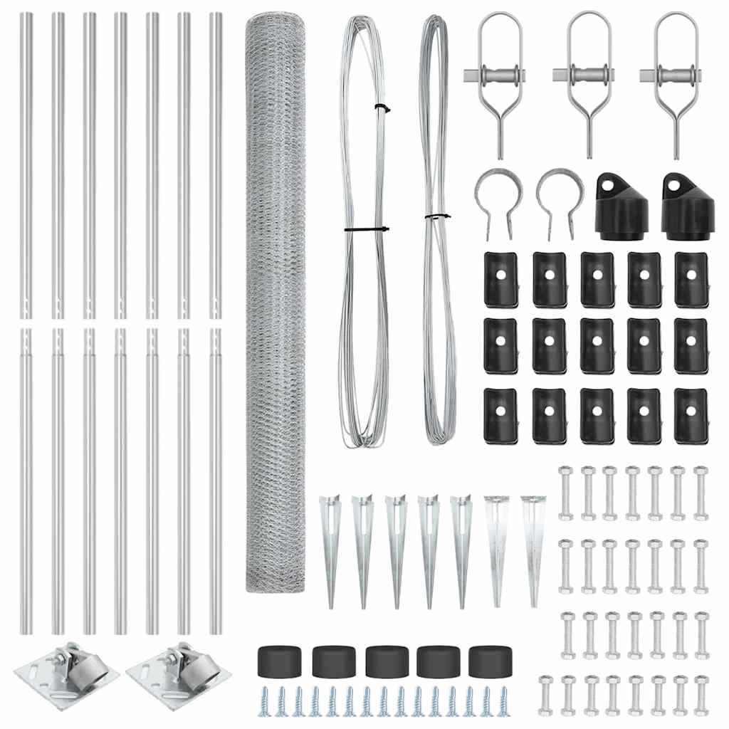 Zaunpfosten Silber 10 x 1,6 m (13 mm Netz) Stahl