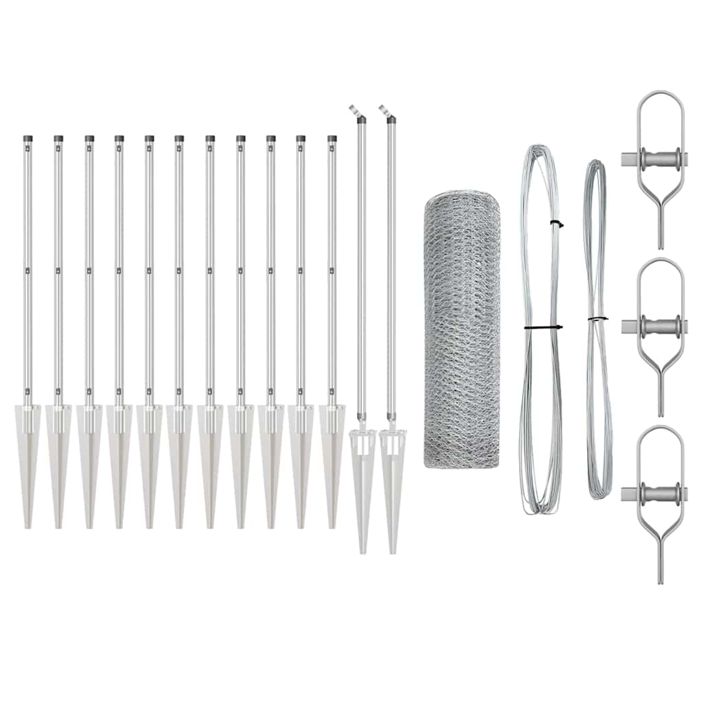 Zaunpfosten Silber 25 x 1 m (25 mm Maschen) Stahl