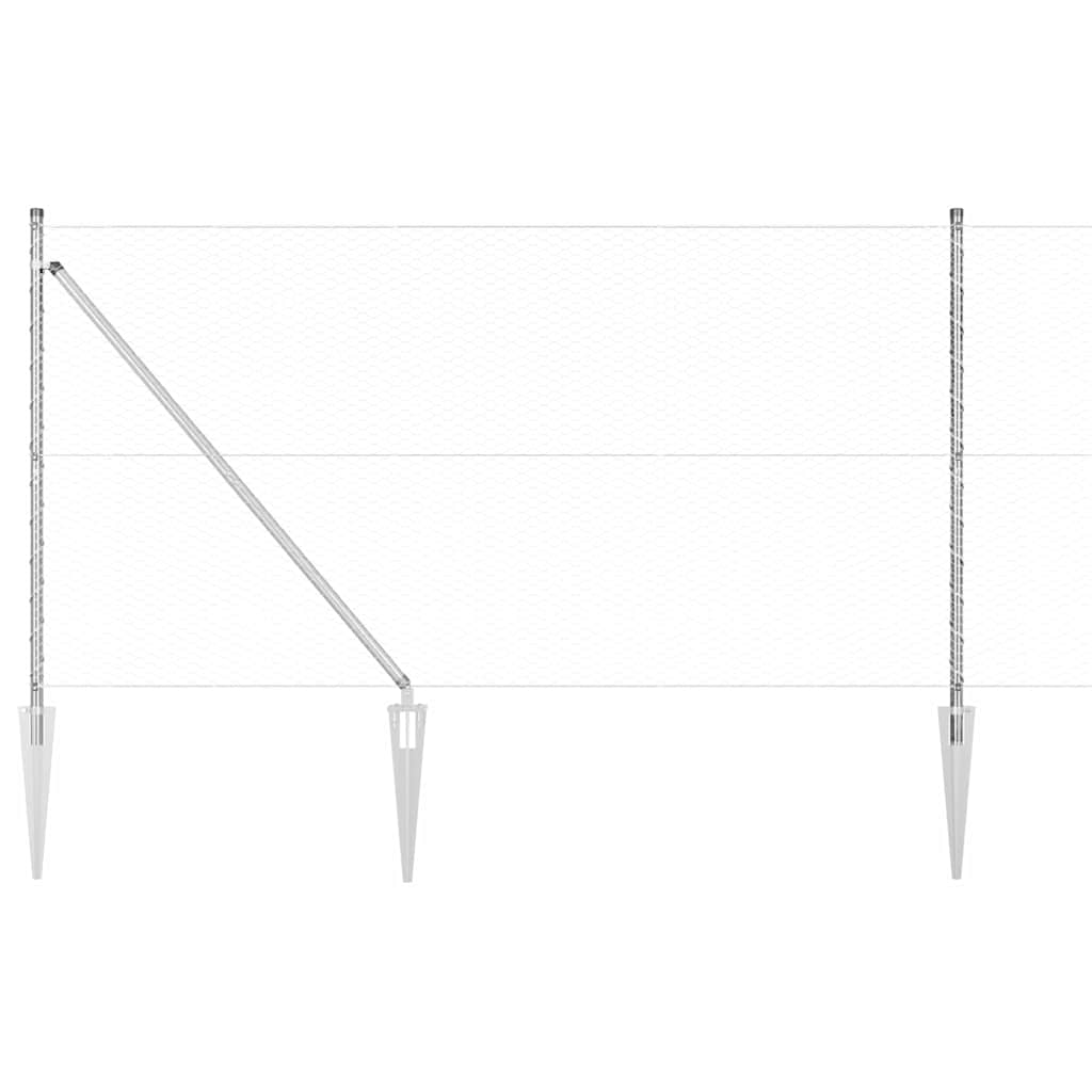 Zaunpfosten Silber 25 x 1,4 m (25 mm Netz) Stahl