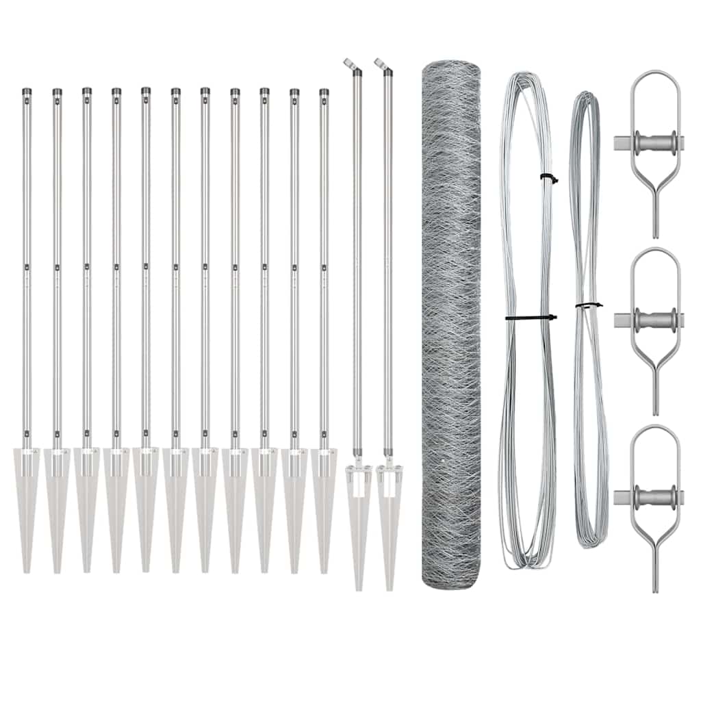 Zaunpfosten Silber 25 x 1,4 m (36 mm Maschen) Stahl