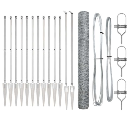 Zaunpfosten Silber 25 x 1,4 m (36 mm Maschen) Stahl