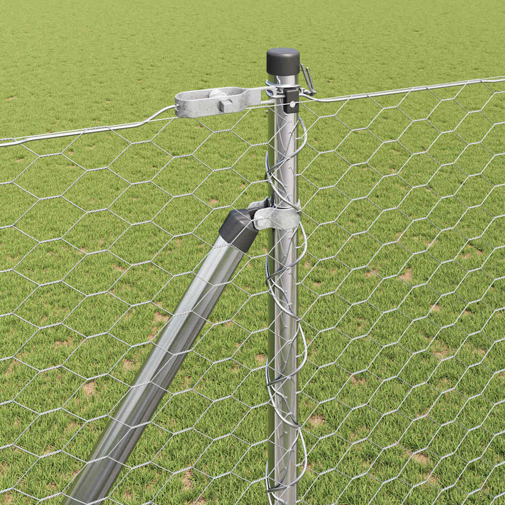 Zaunpfosten Silber 25 x 1,5 m (36 mm Maschen) Stahl