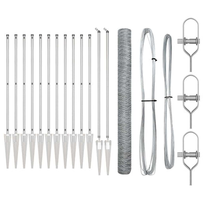 Zaunpfosten Silber 25 x 1,5 m (36 mm Maschen) Stahl