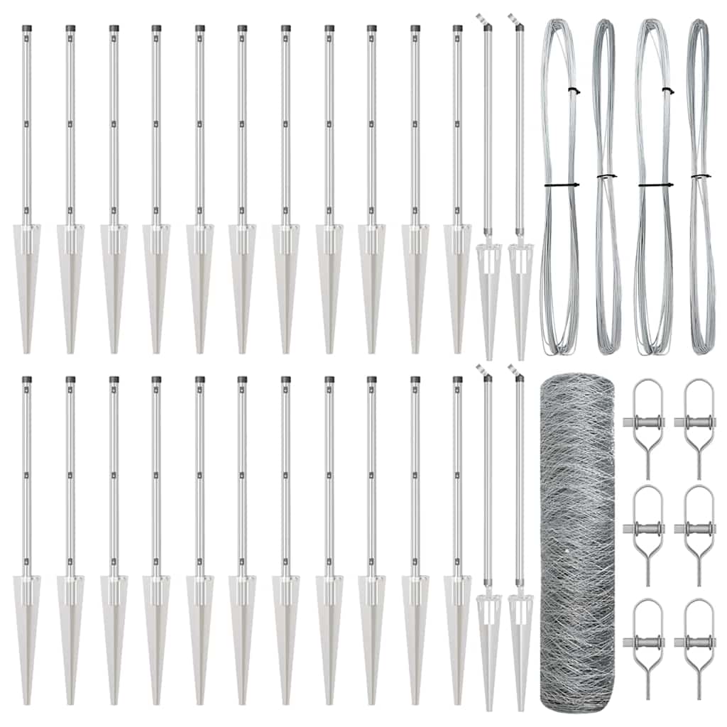 Zaunpfosten Silber 50 x 0,5 m (50 mm Netz) Stahl