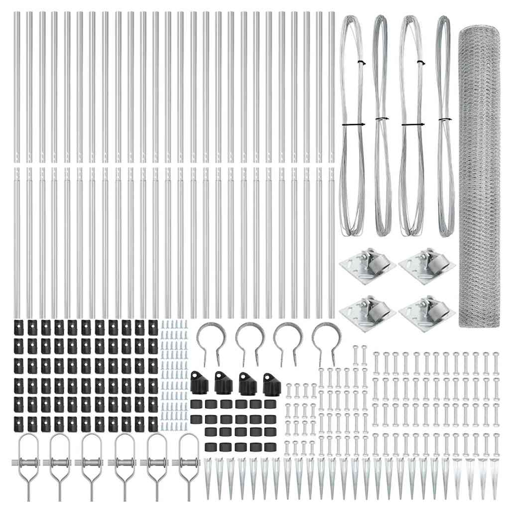 Zaunpfosten Silber 50 x 1,2 m (25 mm Maschen) Stahl