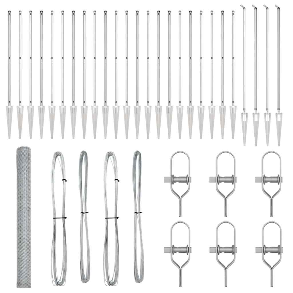 Zaunpfosten Silber 50 x 1,5 m (25 mm Maschenweite) Stahl