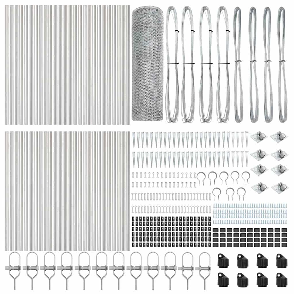 Zaunpfosten Silber 100 x 0,4 m (25 mm Netz) Stahl