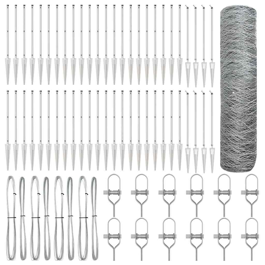 Zaunpfosten Silber 100 x 0,6 m (50 mm Masche) Stahl