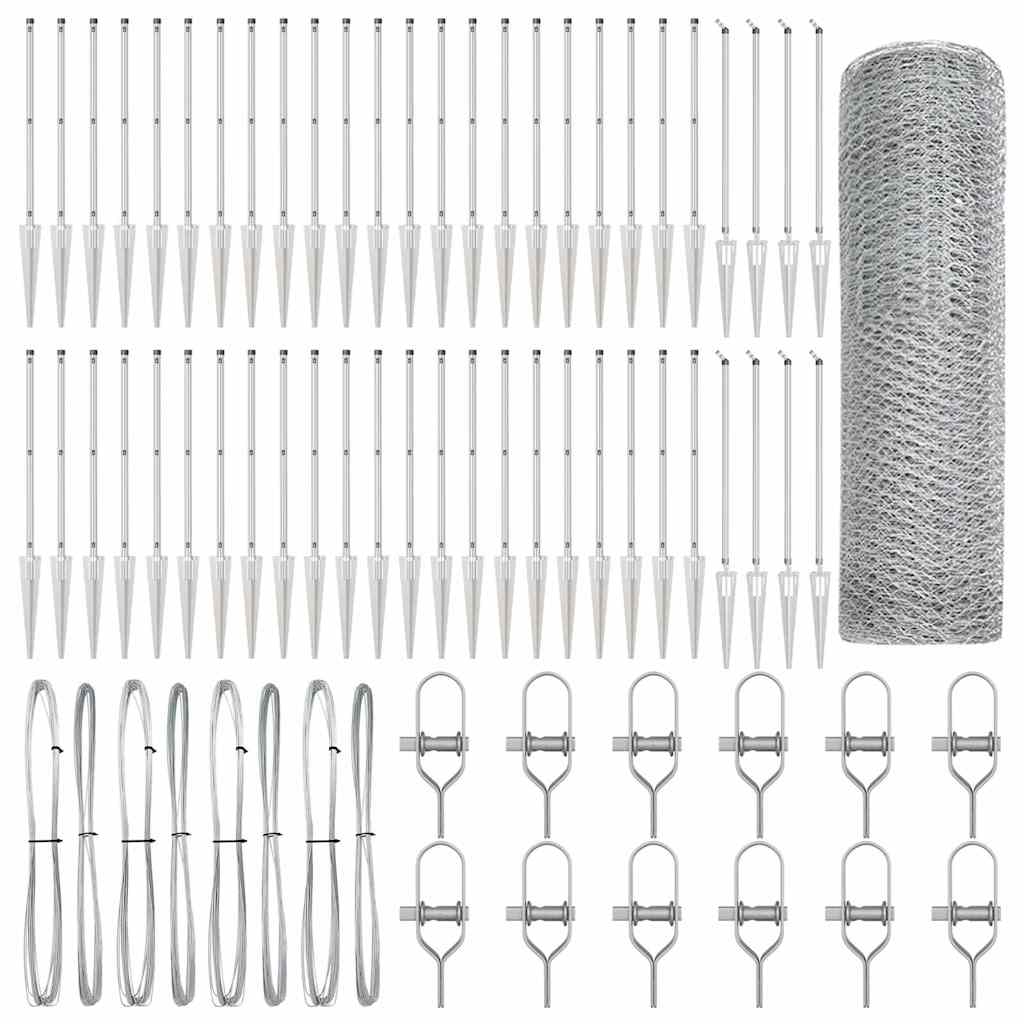 Zaunpfosten Silber 100 x 0,8 m (25 mm Gitter) Stahl