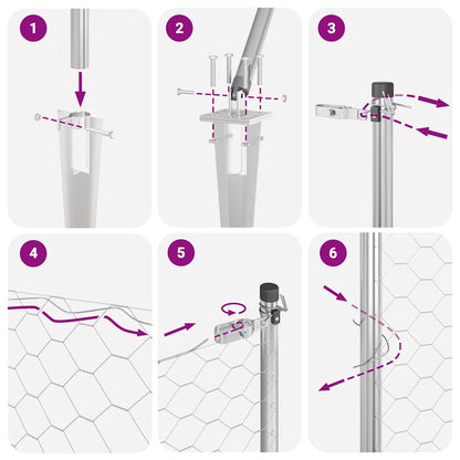Zaunpfosten Silber 100 x 0,8 m (36 mm Maschenweite) Stahl