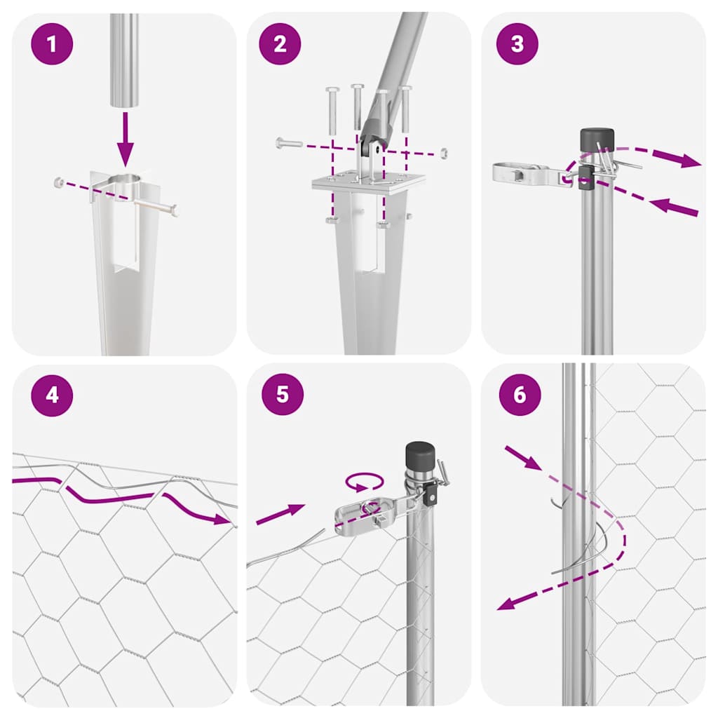 Zaunpfosten Silber 100 x 0,8 m (50 mm Maschen) Stahl