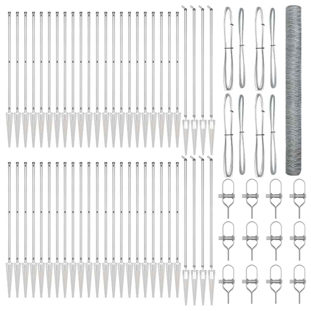 Zaunpfosten Silber 100 x 1,5 m (50 mm Maschenweite) Stahl