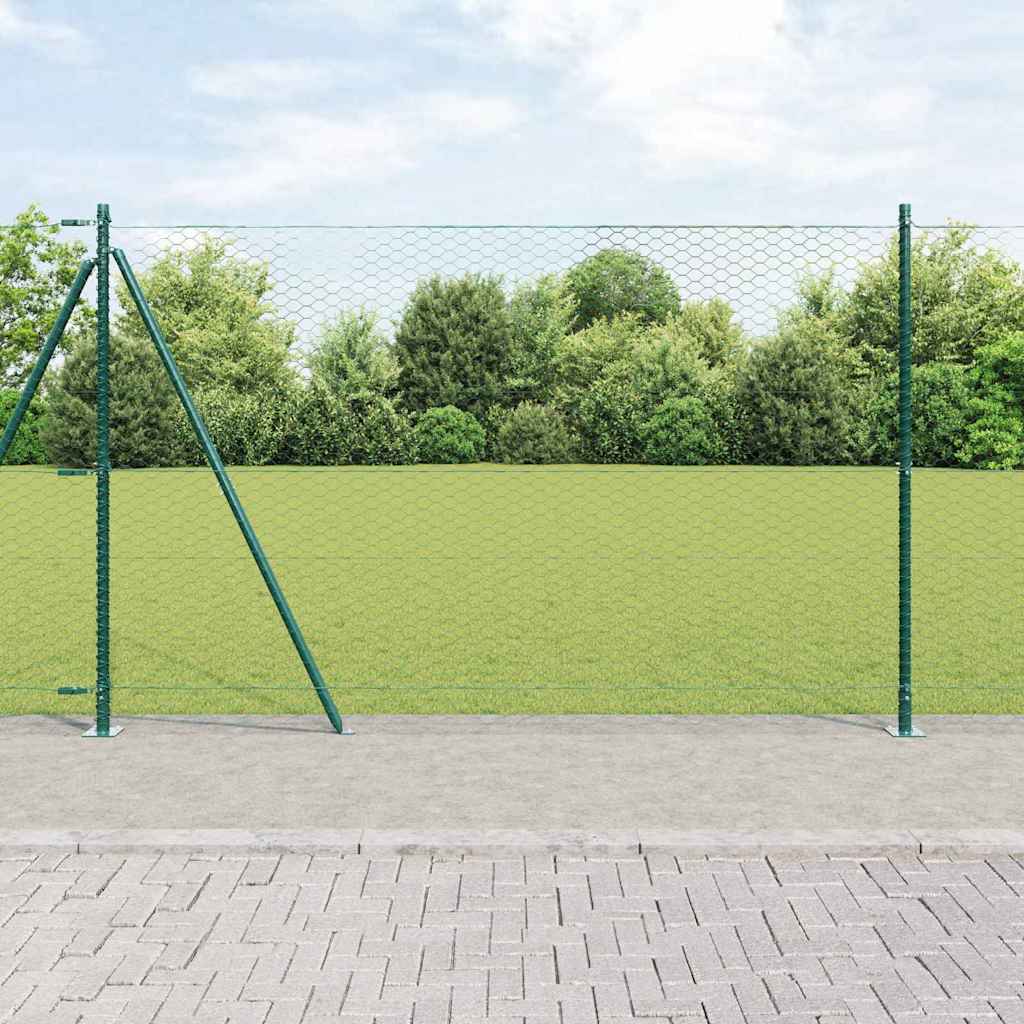 Zaunpfosten Grün 10 x 1,5 m (36 mm Netz) Stahl und PVC