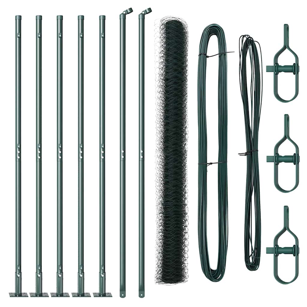 Zaunpfosten Grün 10 x 1,5 m (36 mm Netz) Stahl und PVC