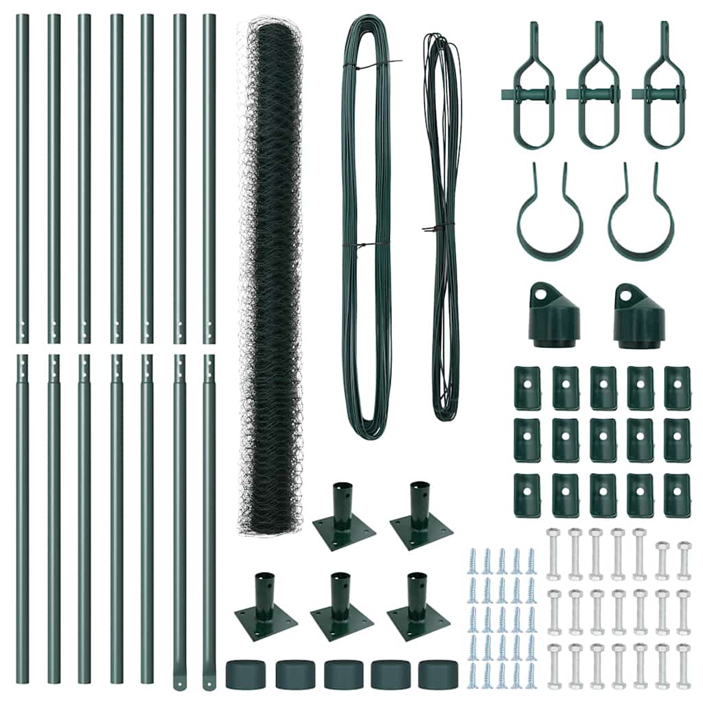 Zaunpfosten Grün 10 x 1,5 m (36 mm Netz) Stahl und PVC