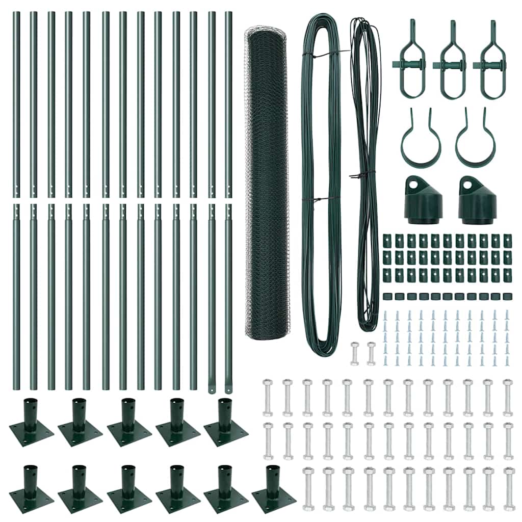 Zaunpfosten Grün 25 x 0,8 m (13 mm Mesh) Stahl und PVC